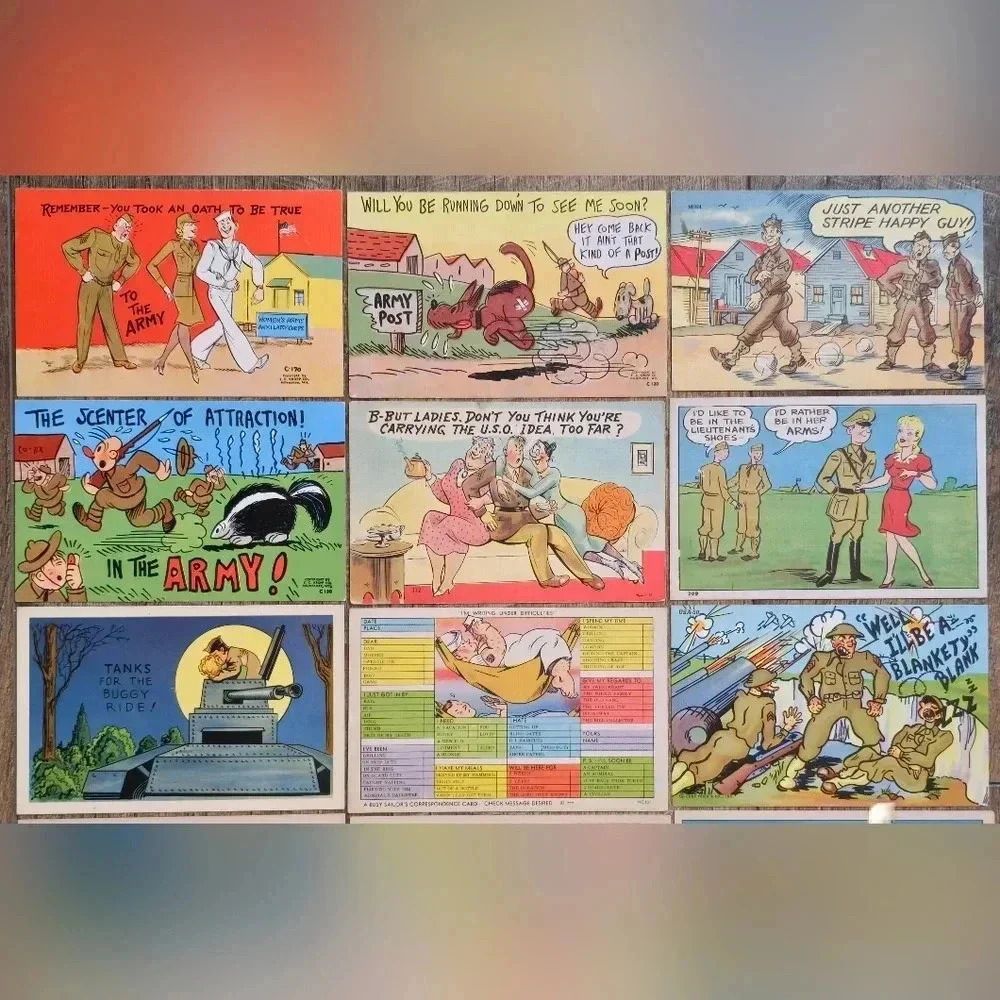 Lot of 18 Vintage Mostly Humorous Military Postcards WWII Army Navy - Picture 2 of 6